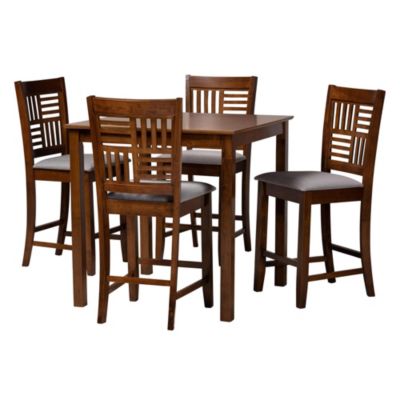 Baxton Studio Deanna Modern Grey Fabric and Dark Brown Finished Wood 5-Piece Pub Set -  920093311763280