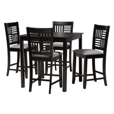 Baxton Studio Deanna Modern Grey Fabric and Dark Brown Finished Wood 5-Piece Pub Set -  0193271381920