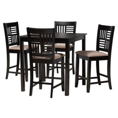 Baxton Studio Deanna Modern Grey Fabric and Dark Brown Finished Wood 5-Piece Pub Set -  0193271381913