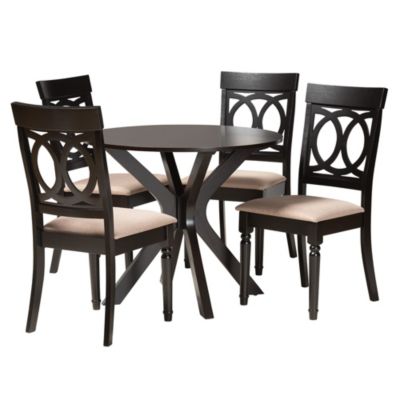 Baxton Studio Jessie Modern Sand Fabric and Dark Brown Finished Wood 5-Piece Dining Set -  0193271146482