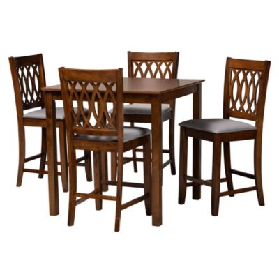 Baxton Studio Florencia Modern Grey Fabric and Espresso Brown Finished Wood 5-Piece Pub Set -  0193271381555