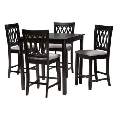 Baxton Studio Florencia Modern Grey Fabric and Espresso Brown Finished Wood 5-Piece Pub Set -  0193271381548