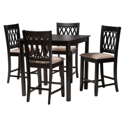 Baxton Studio Florencia Modern Grey Fabric and Espresso Brown Finished Wood 5-Piece Pub Set -  0193271381531