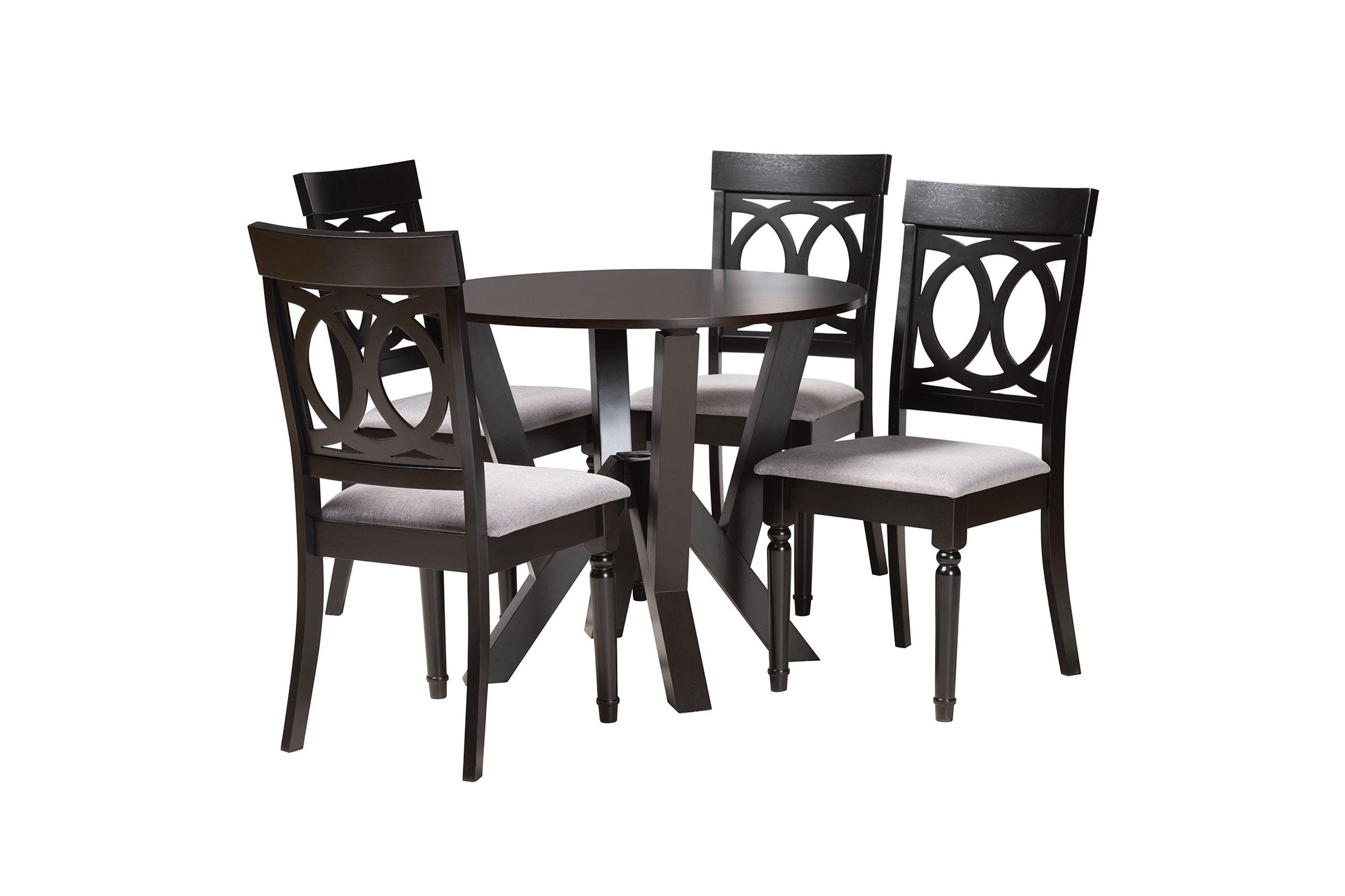 Angie Modern Sand Fabric and Dark Brown Finished Wood 5-Piece Dining Set