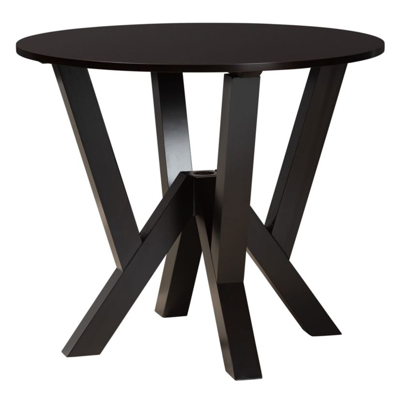 Angie Modern Sand Fabric and Dark Brown Finished Wood 5-Piece Dining Set