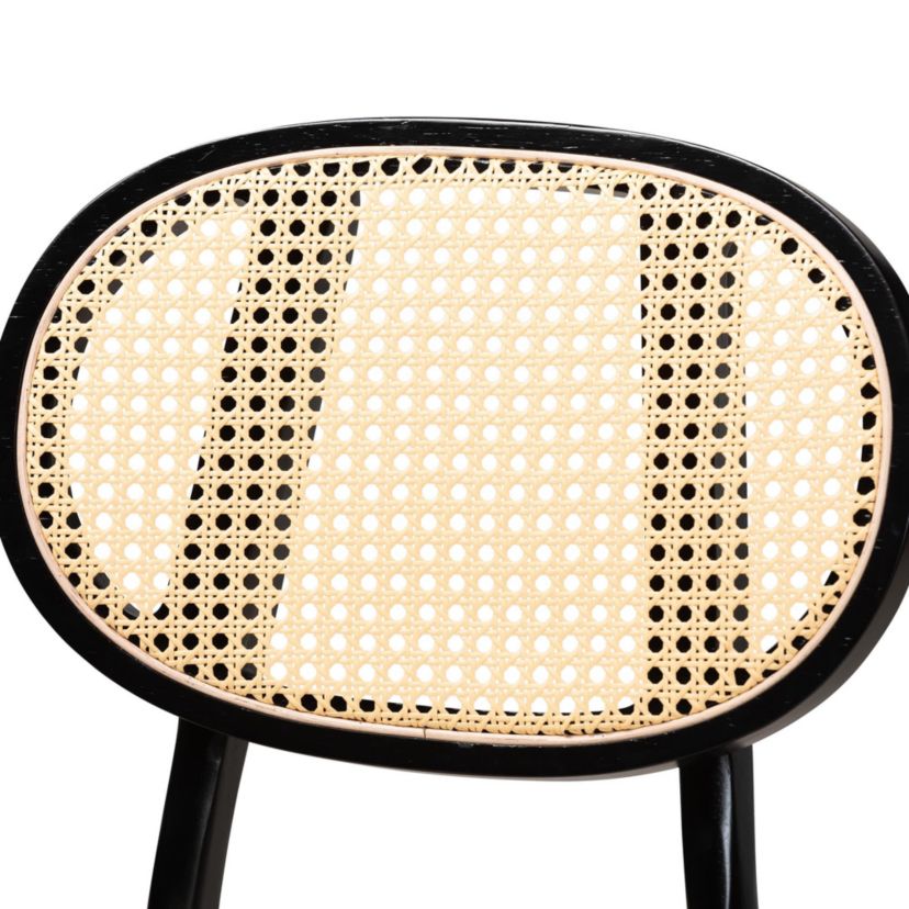 Darrion Mid-Century Modern Cream Fabric and Black Finished Wood 2-Piece Counter Stool Set