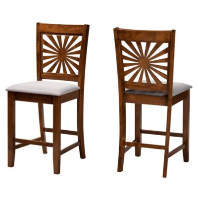 Baxton Studio Olympia Modern Grey Fabric and Espresso Brown Finished Wood 2-Piece Counter Stool Set -  0193271381753