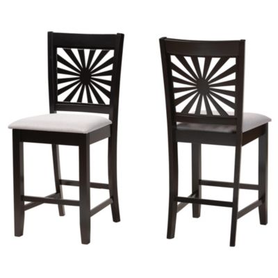 Baxton Studio Olympia Modern Grey Fabric and Espresso Brown Finished Wood 2-Piece Counter Stool Set -  0193271381746