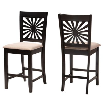 Baxton Studio Olympia Modern Grey Fabric and Espresso Brown Finished Wood 2-Piece Counter Stool Set -  0193271381739