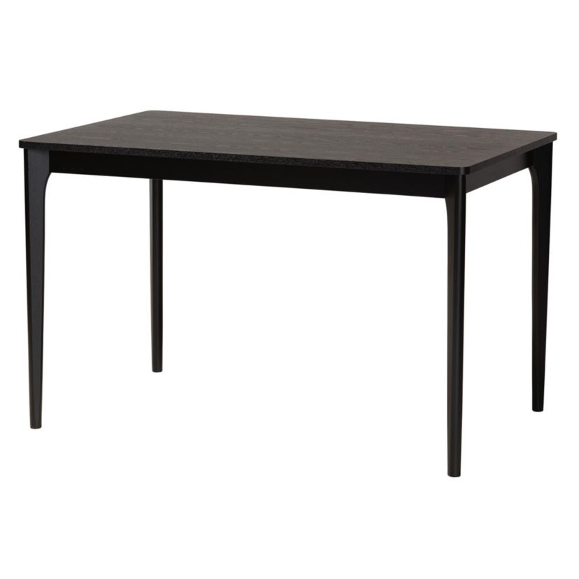 Tarana Mid-Century Modern Cream Fabric and Black Finished Wood 5-Piece Dining Set