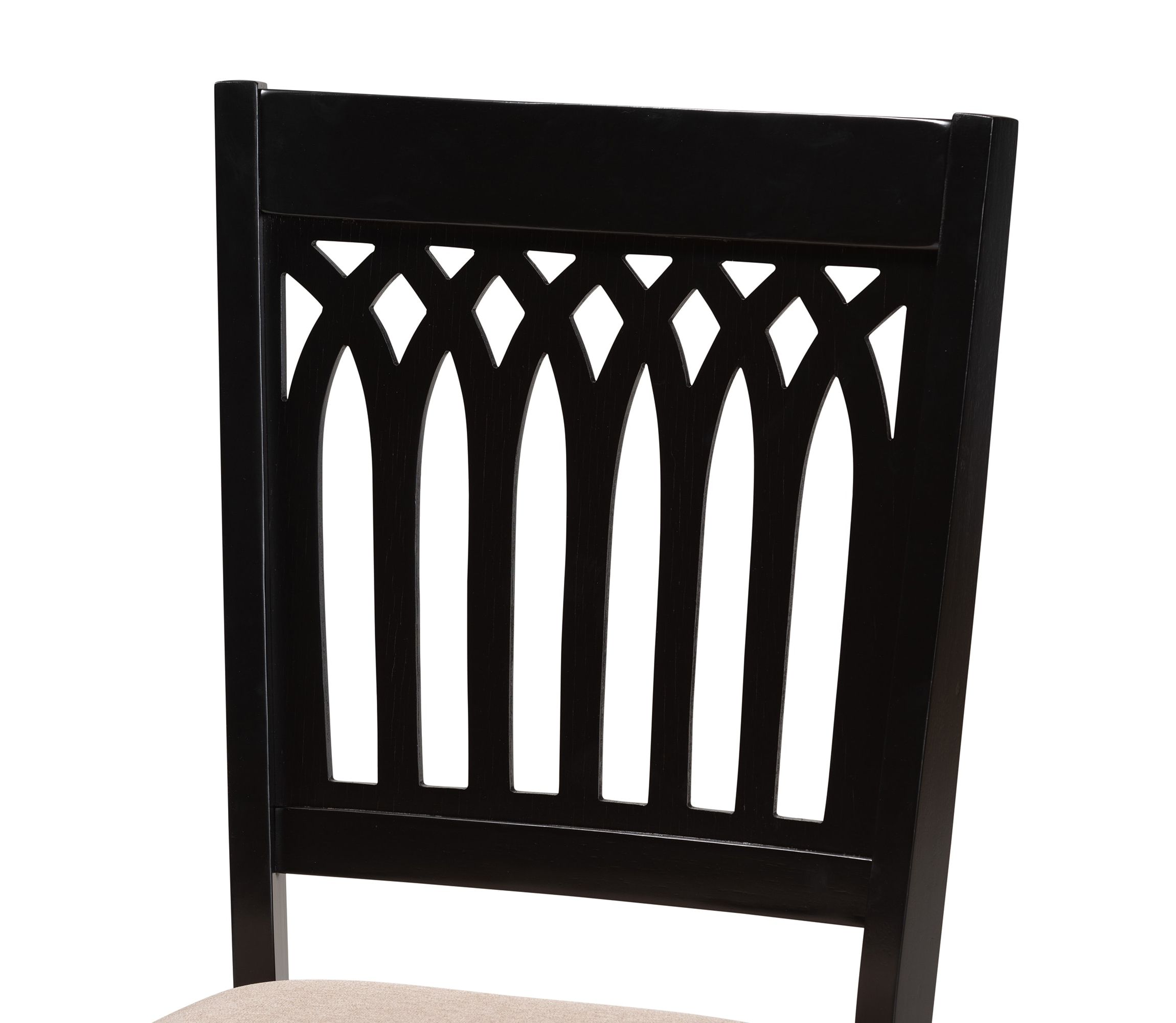 Genesis Modern Beige Fabric and Dark Brown Finished Wood 2-Piece Dining Chair Set