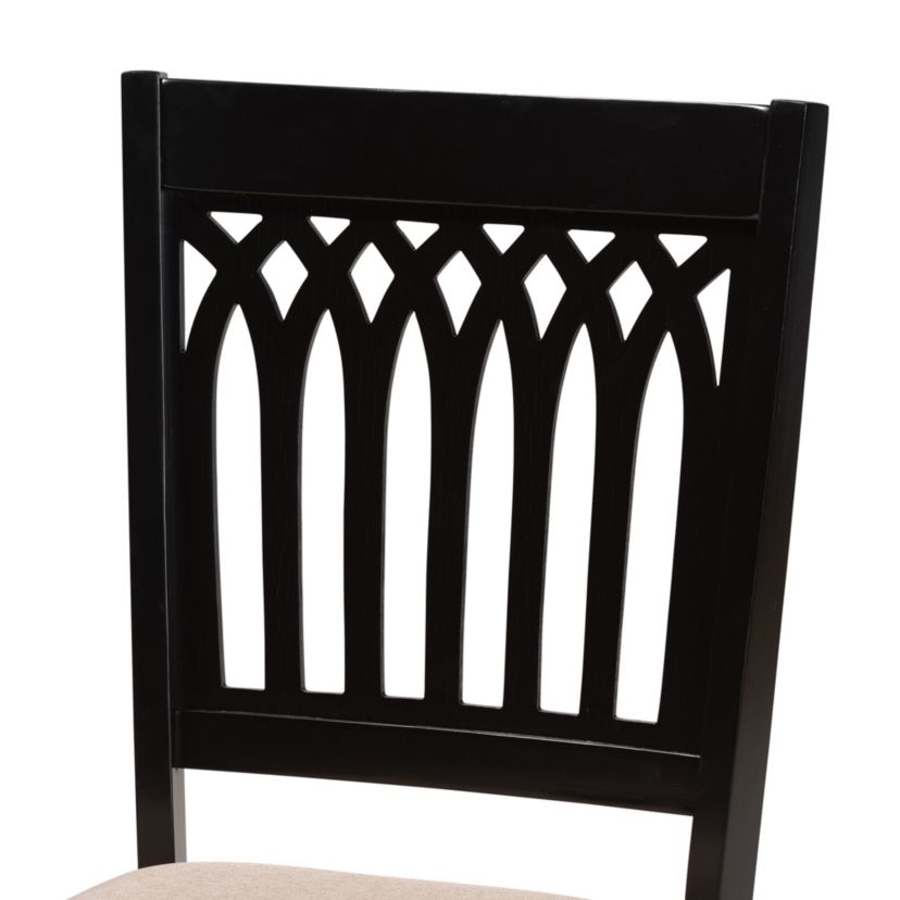 Genesis Modern Beige Fabric and Dark Brown Finished Wood 2-Piece Dining Chair Set