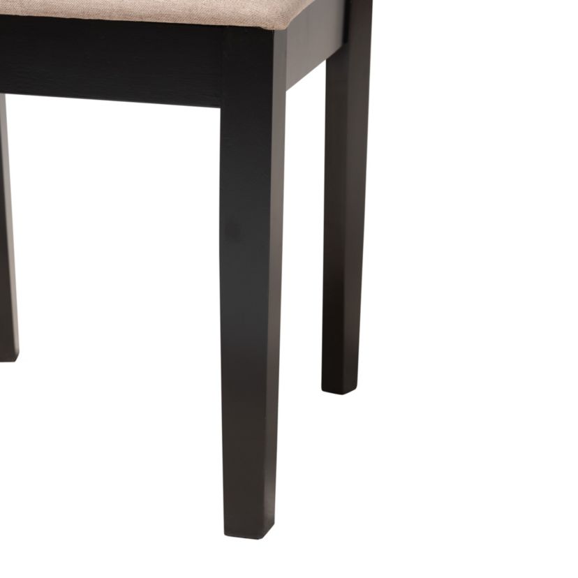 Genesis Modern Beige Fabric and Dark Brown Finished Wood 2-Piece Dining Chair Set