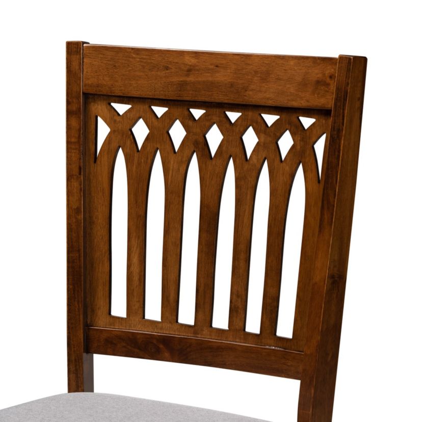 Genesis Modern Grey Fabric and Walnut Brown Finished Wood 5-Piece Dining Set
