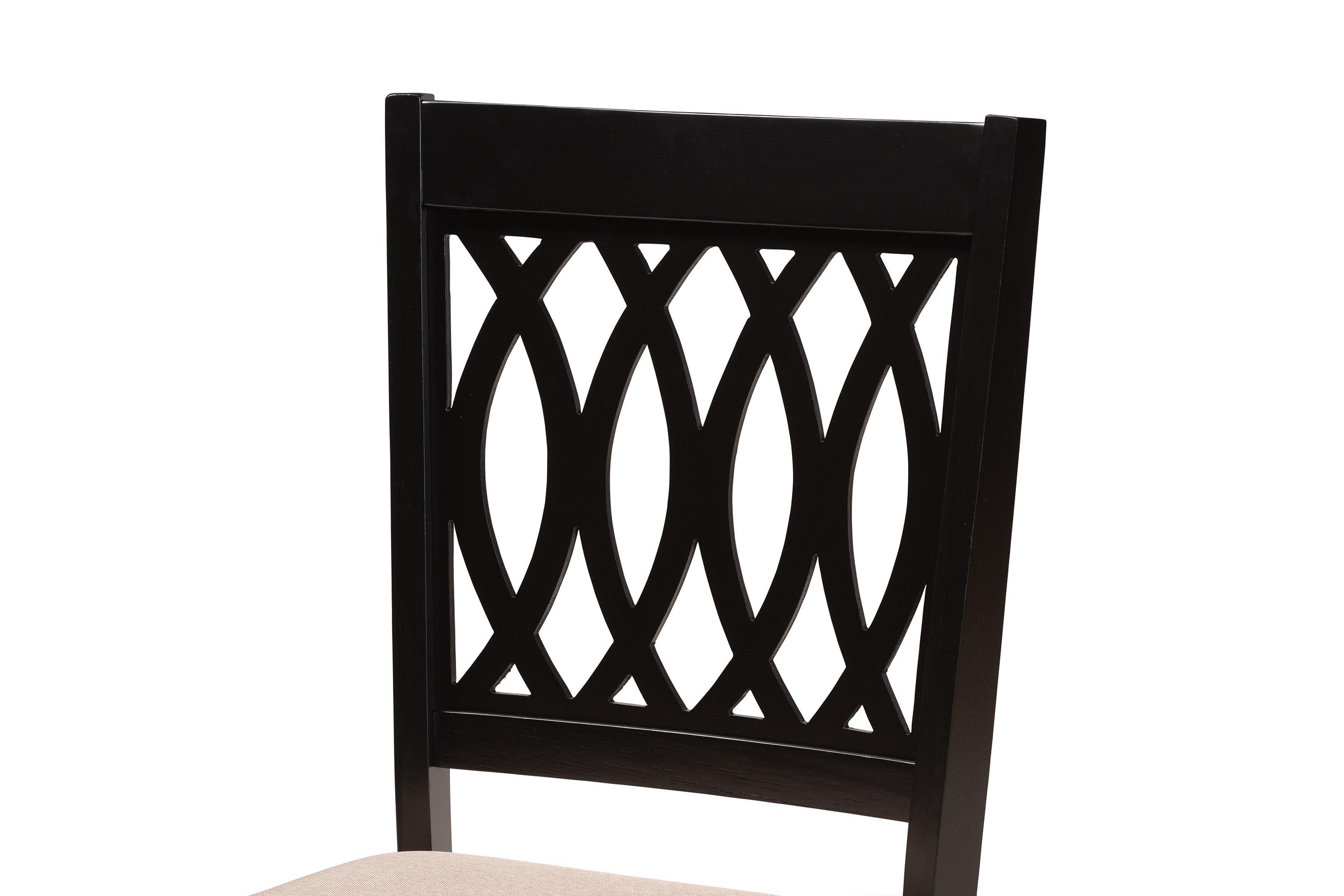 Florencia Modern Beige Fabric and Espresso Brown Finished Wood 2-Piece Dining Chair Set