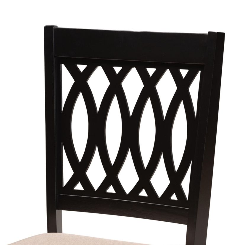 Florencia Modern Beige Fabric and Espresso Brown Finished Wood 2-Piece Dining Chair Set