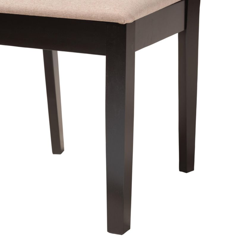 Florencia Modern Beige Fabric and Espresso Brown Finished Wood 2-Piece Dining Chair Set