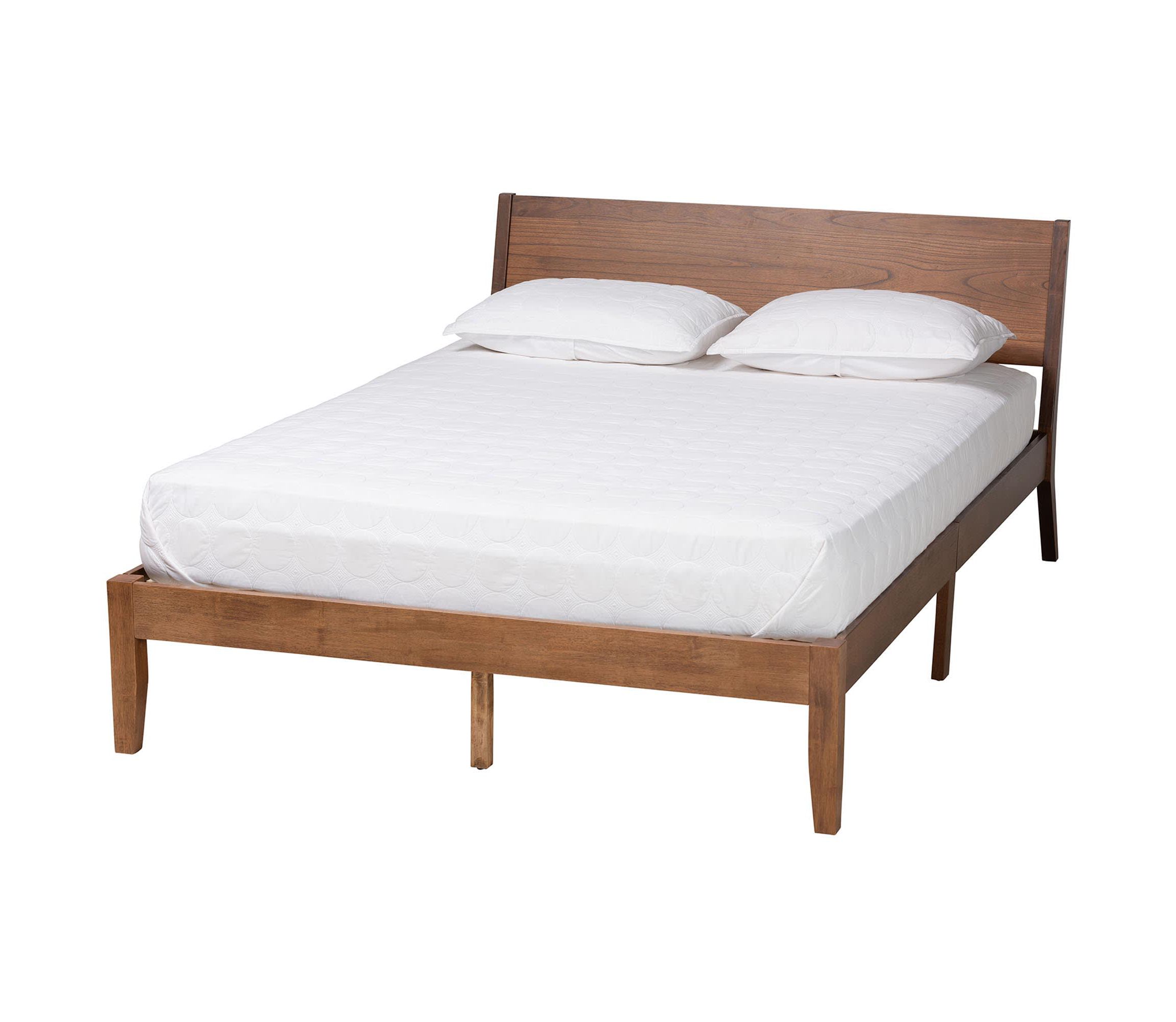 Salvatore Mid-Century Modern Walnut Brown Finished Wood King Size Platform Bed