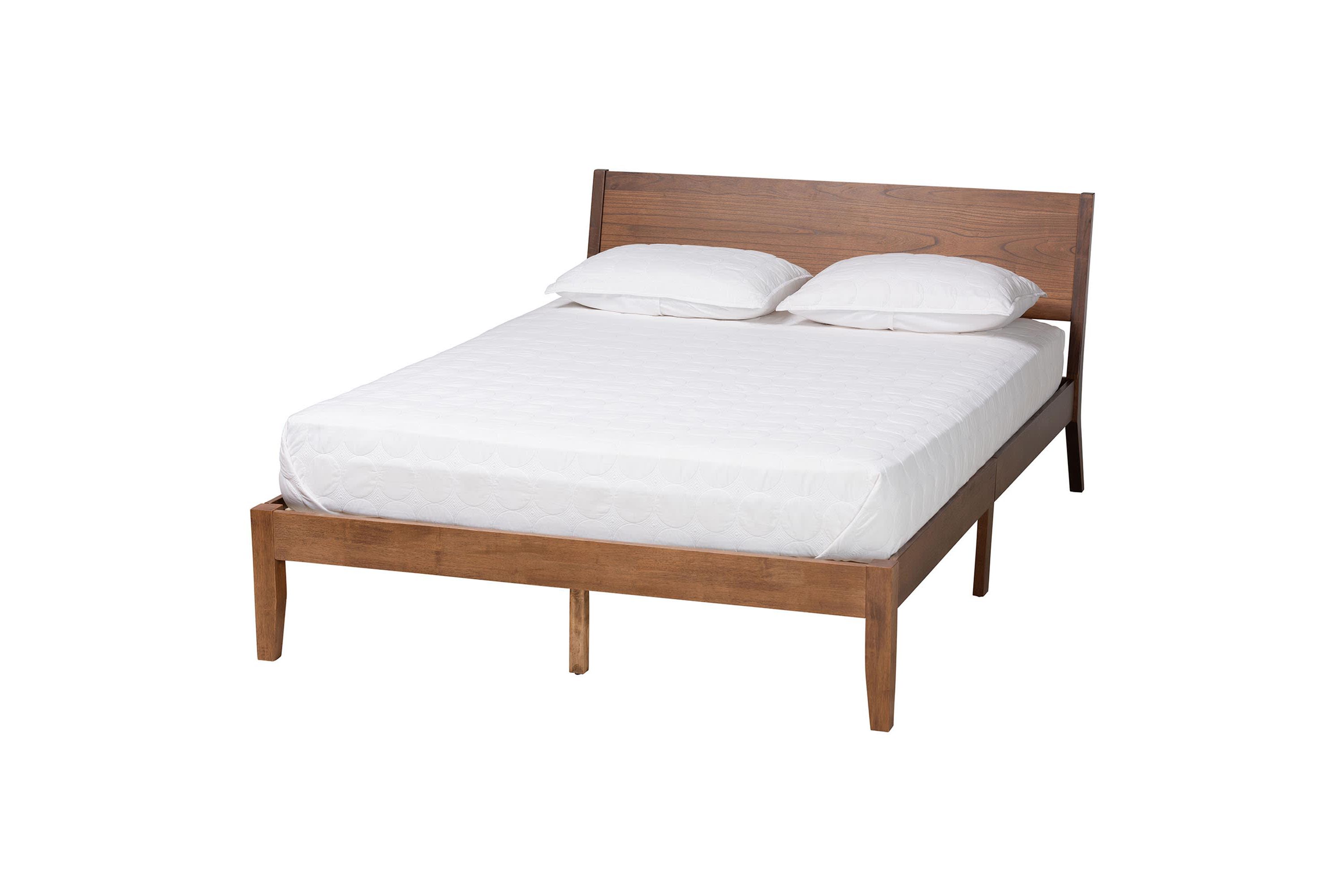 Salvatore Mid-Century Modern Walnut Brown Finished Wood King Size Platform Bed