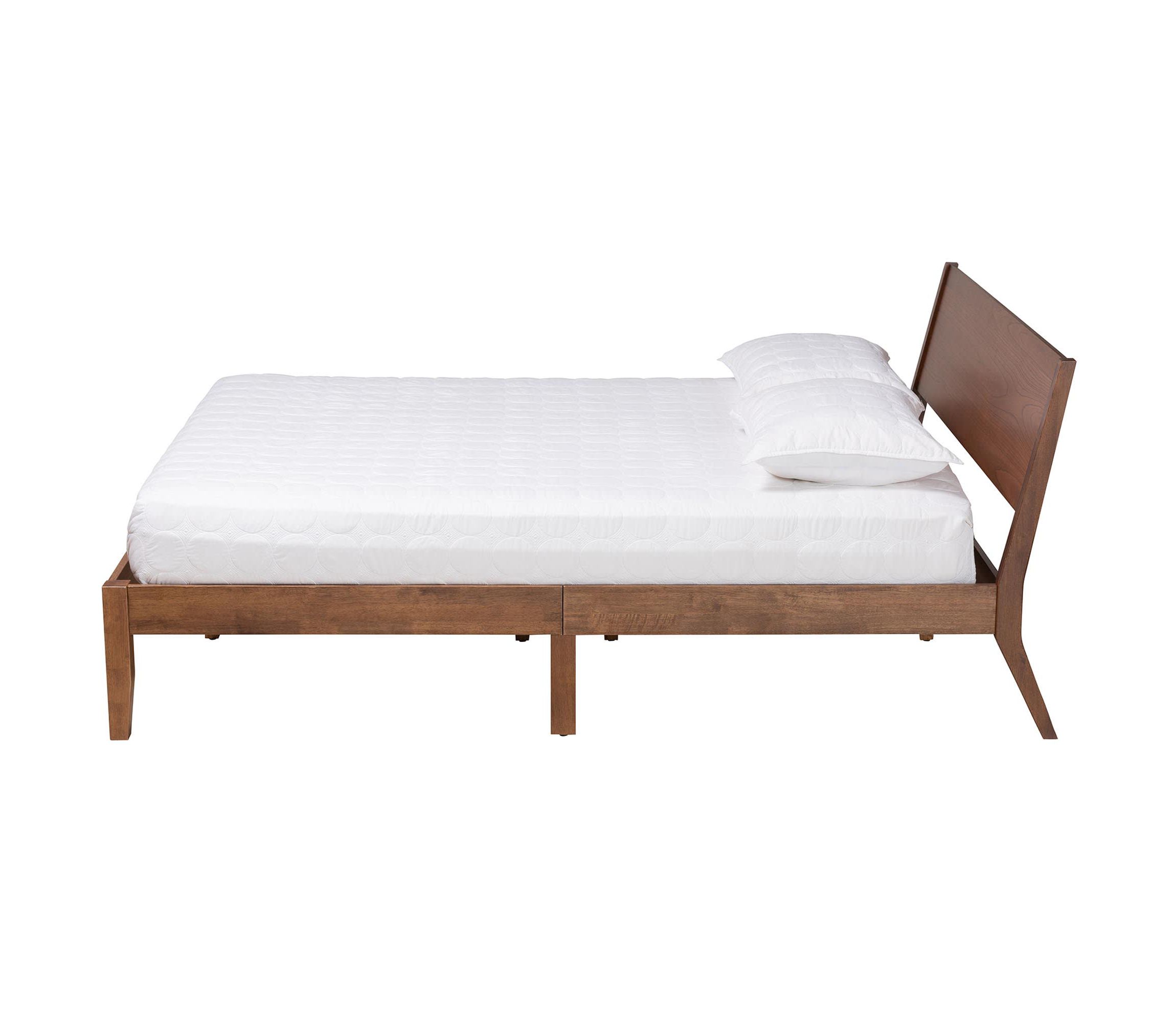 Salvatore Mid-Century Modern Walnut Brown Finished Wood King Size Platform Bed