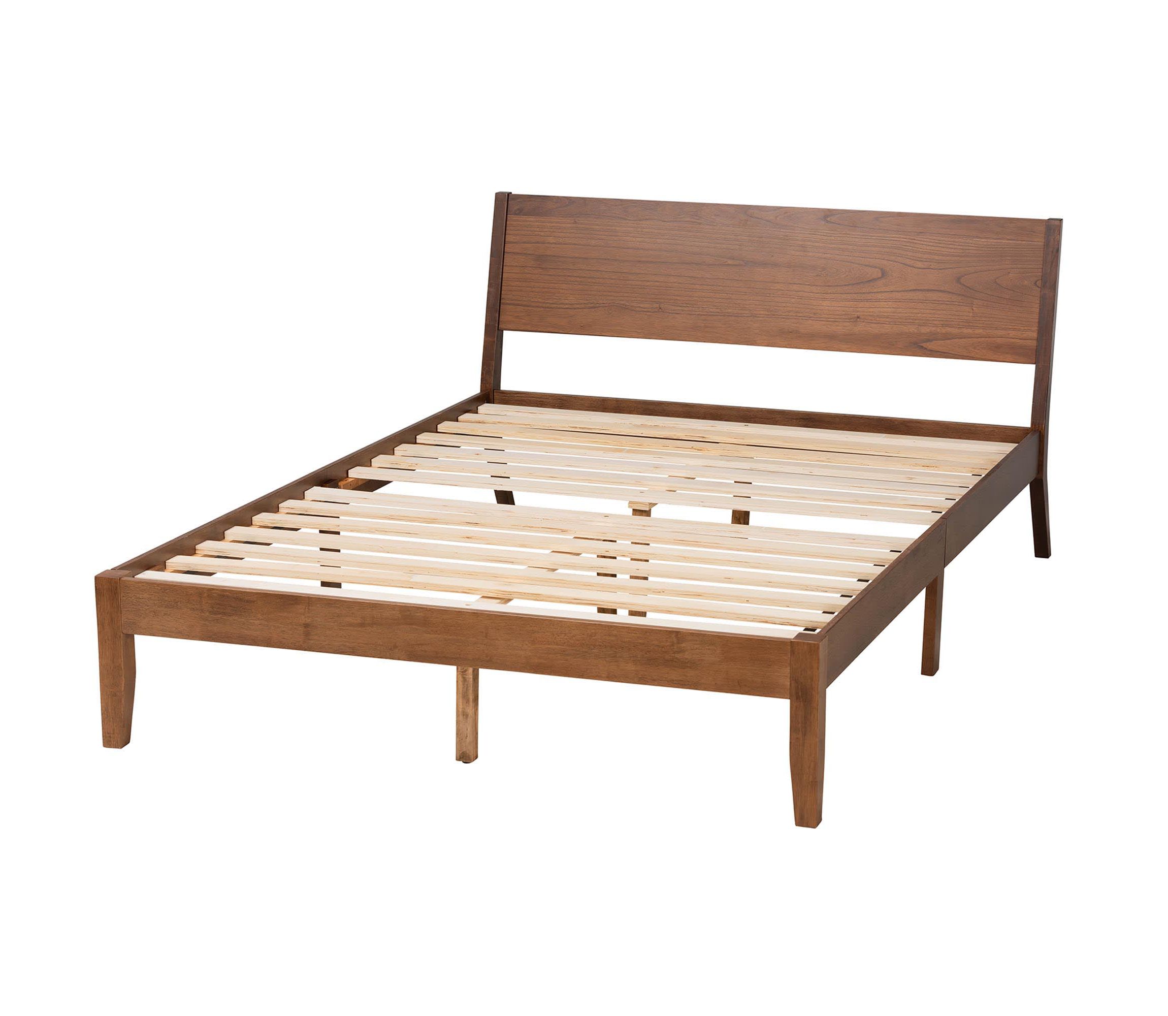 Salvatore Mid-Century Modern Walnut Brown Finished Wood King Size Platform Bed