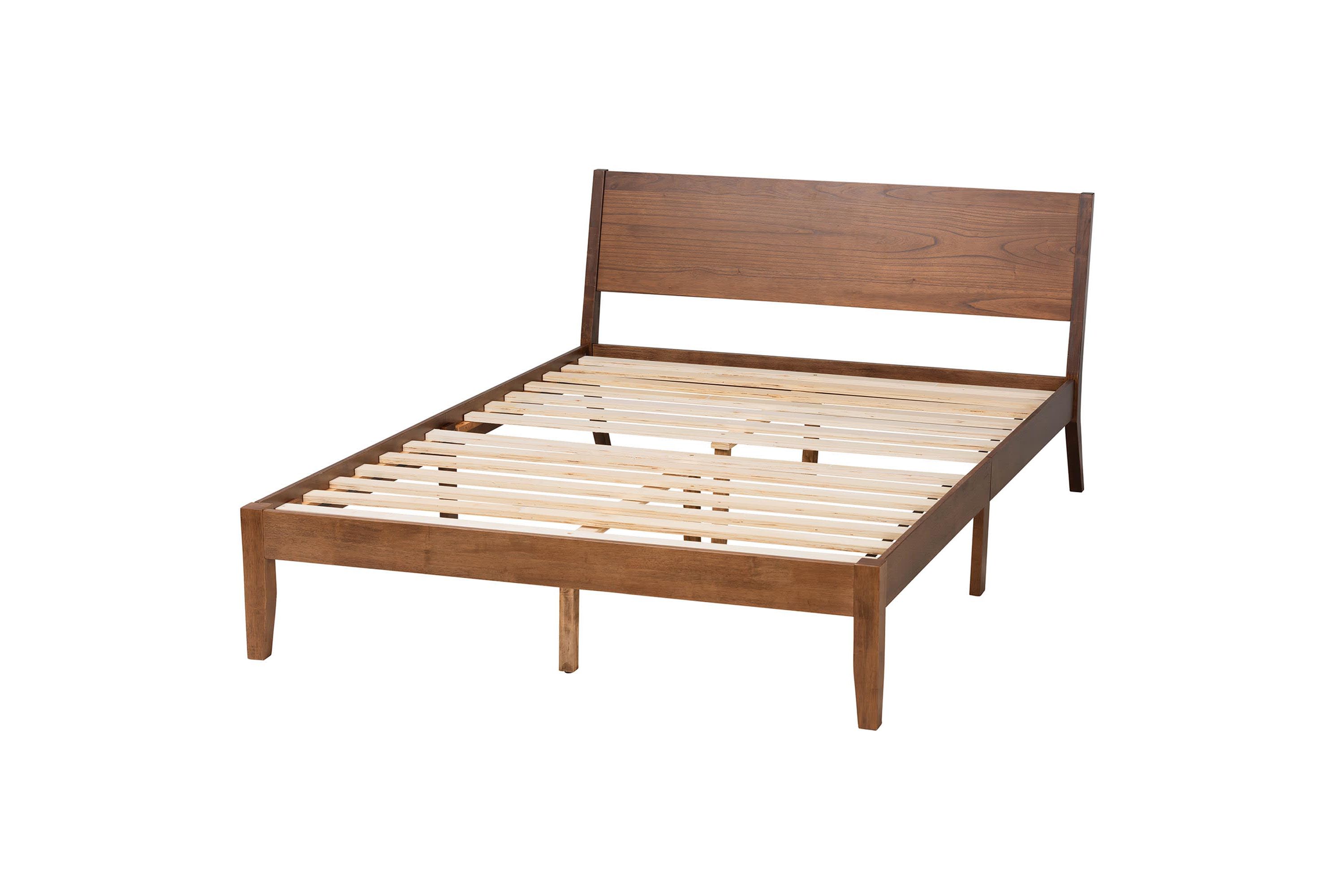 Salvatore Mid-Century Modern Walnut Brown Finished Wood King Size Platform Bed