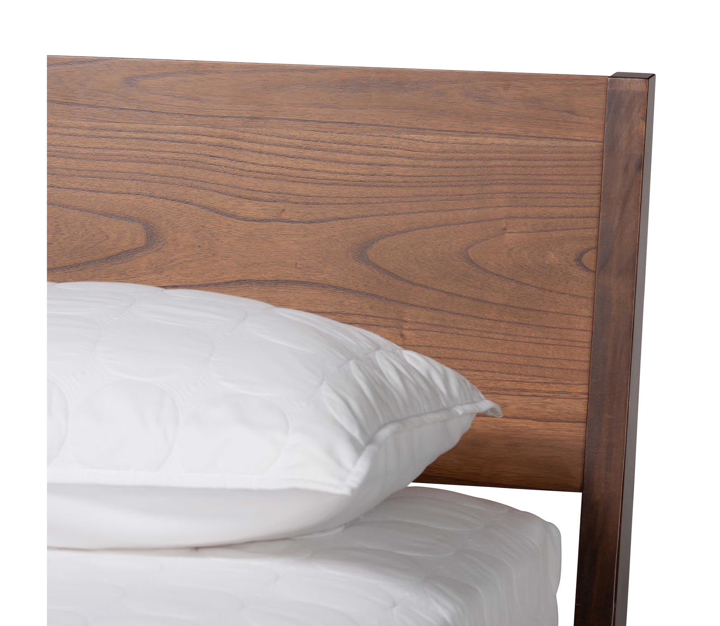 Salvatore Mid-Century Modern Walnut Brown Finished Wood King Size Platform Bed