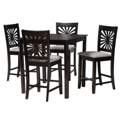 Baxton Studio Olympia Modern Grey Fabric and Espresso Brown Finished Wood 5-Piece Pub Set -  0193271381890