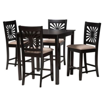 Baxton Studio Olympia Modern Grey Fabric and Espresso Brown Finished Wood 5-Piece Pub Set -  0193271381883