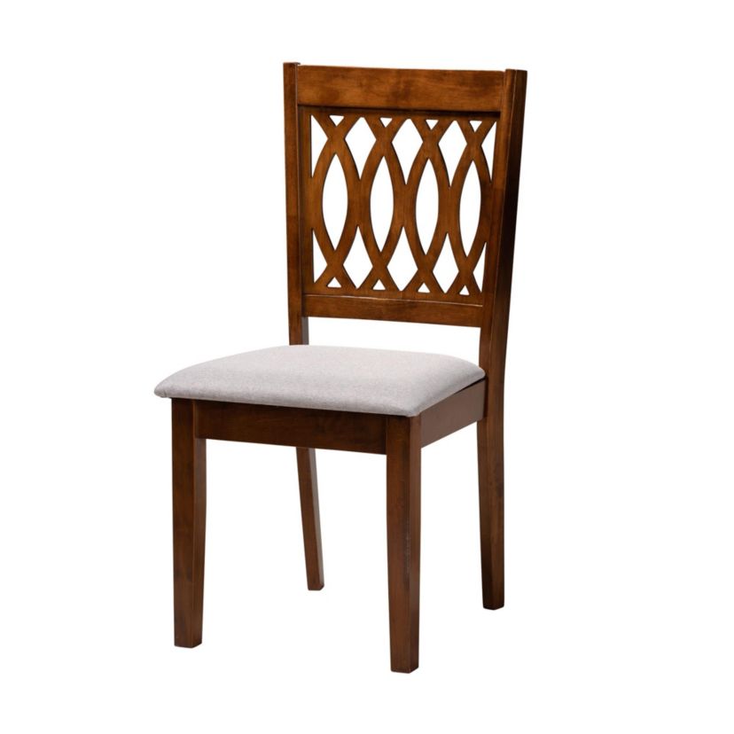 Florencia Modern Beige Fabric and Espresso Brown Finished Wood 7-Piece Dining Set