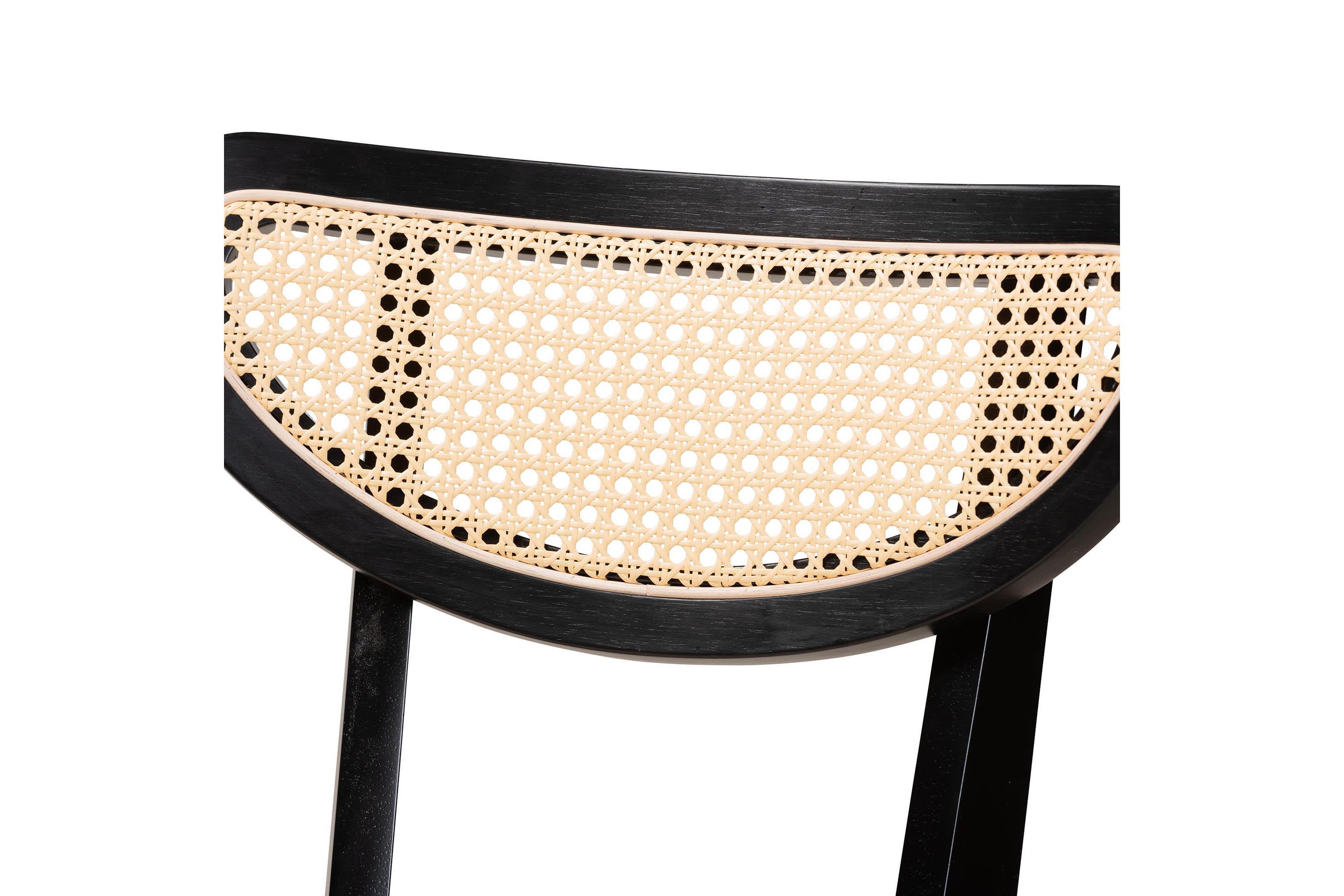 Dannell Mid-Century Modern Cream Fabric and Black Finished Wood 2-Piece Dining Chair Set