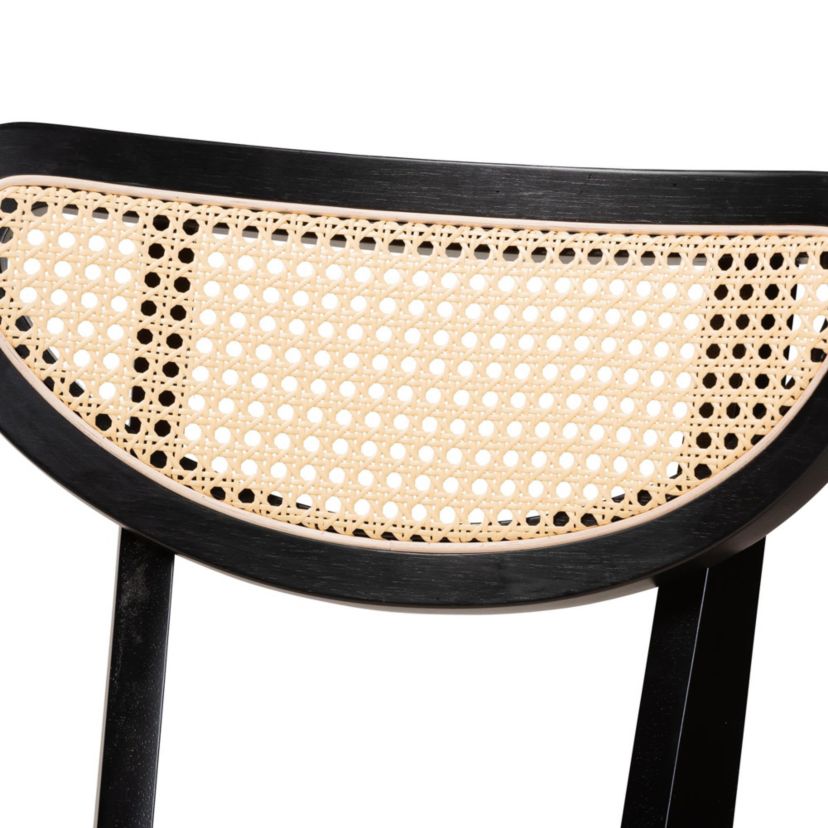 Dannell Mid-Century Modern Cream Fabric and Black Finished Wood 2-Piece Dining Chair Set