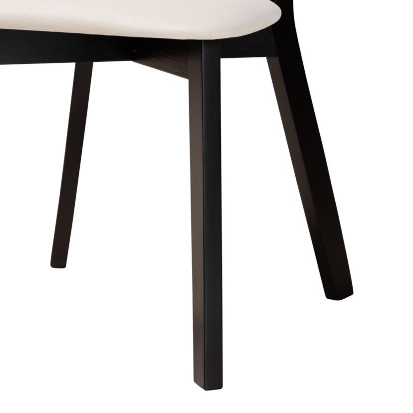 Dannell Mid-Century Modern Cream Fabric and Black Finished Wood 2-Piece Dining Chair Set