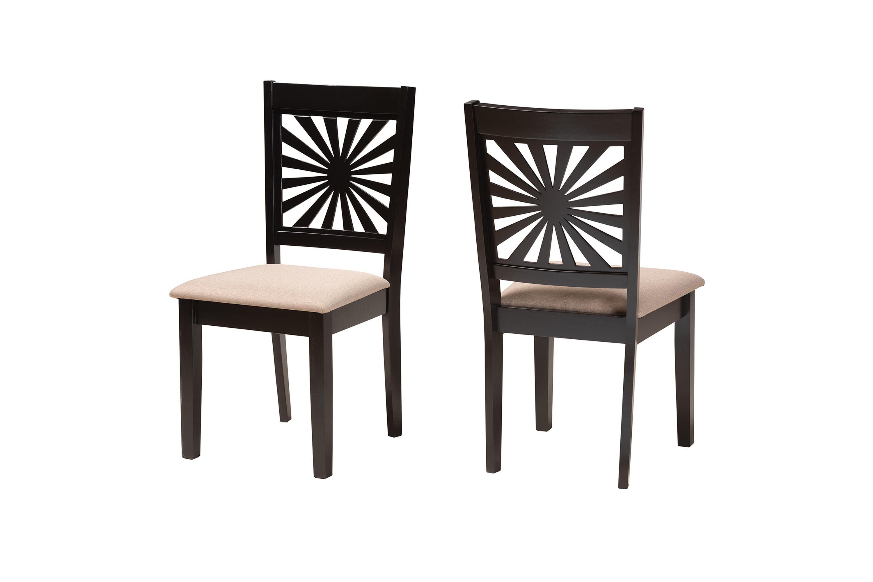 Olympia Modern Grey Fabric and Walnut Brown Finished Wood 2-Piece Dining Chair Set