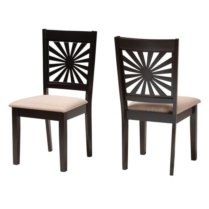 Olympia Modern Grey Fabric and Walnut Brown Finished Wood 2-Piece Dining Chair Set