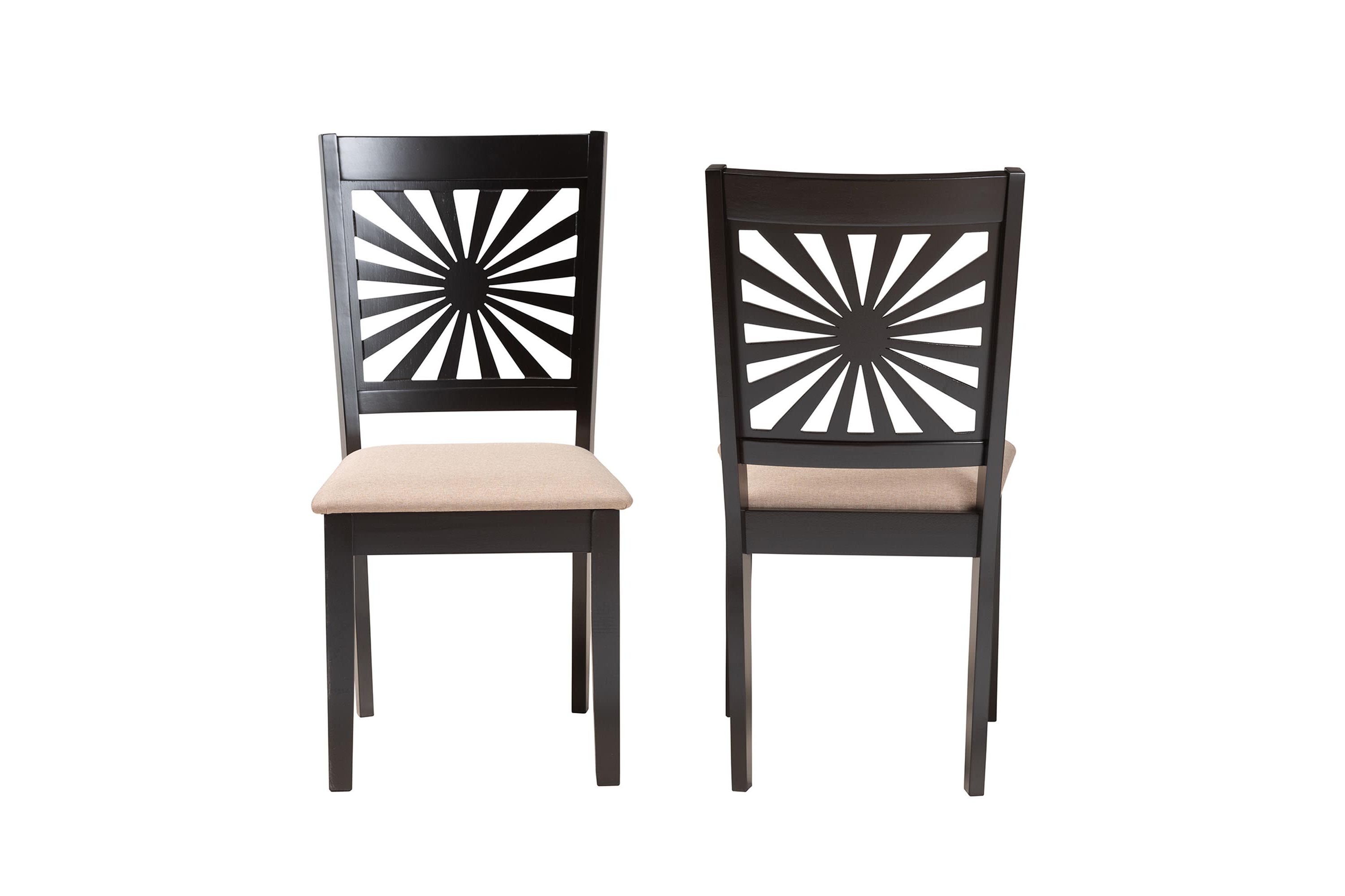 Olympia Modern Grey Fabric and Walnut Brown Finished Wood 2-Piece Dining Chair Set