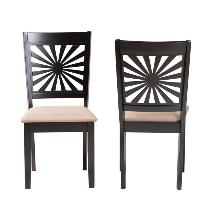 Olympia Modern Grey Fabric and Walnut Brown Finished Wood 2-Piece Dining Chair Set