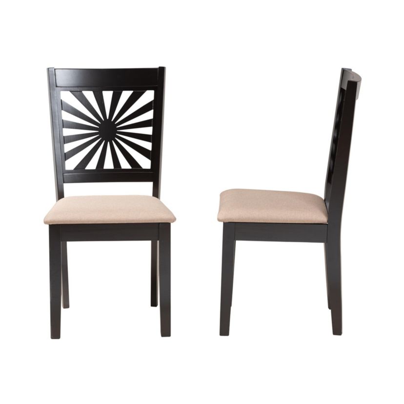 Olympia Modern Grey Fabric and Walnut Brown Finished Wood 2-Piece Dining Chair Set