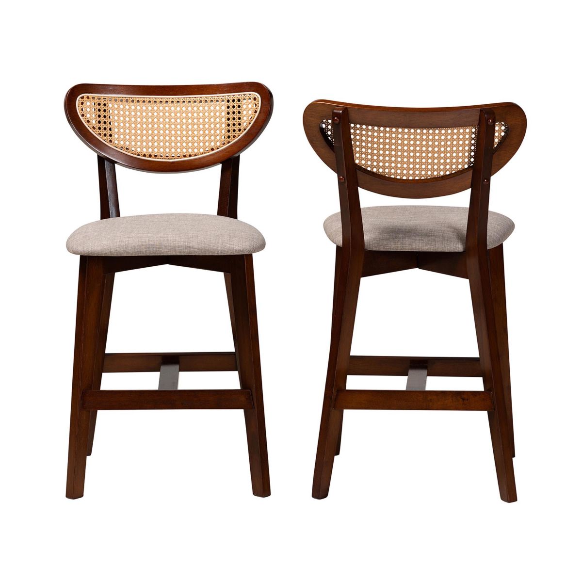 Dannell Mid-Century Modern Cream Fabric and Black Finished Wood 2-Piece Counter Stool Set