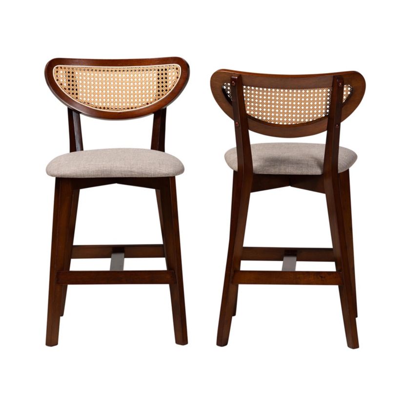 Dannell Mid-Century Modern Cream Fabric and Black Finished Wood 2-Piece Counter Stool Set