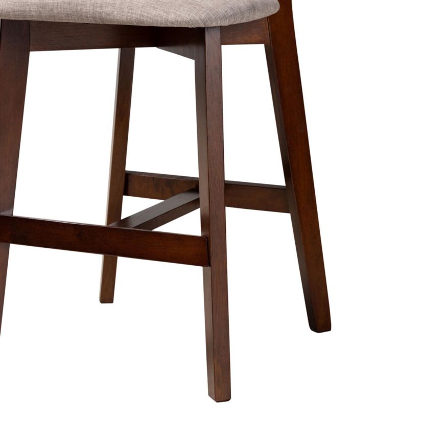 Dannell Mid-Century Modern Cream Fabric and Black Finished Wood 2-Piece Counter Stool Set