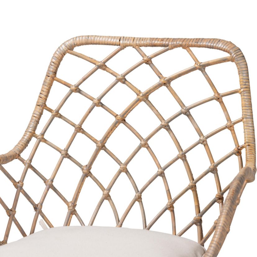 Ballerina Modern Bohemian Black Finished Wood and Rattan 5-Piece Dining Set