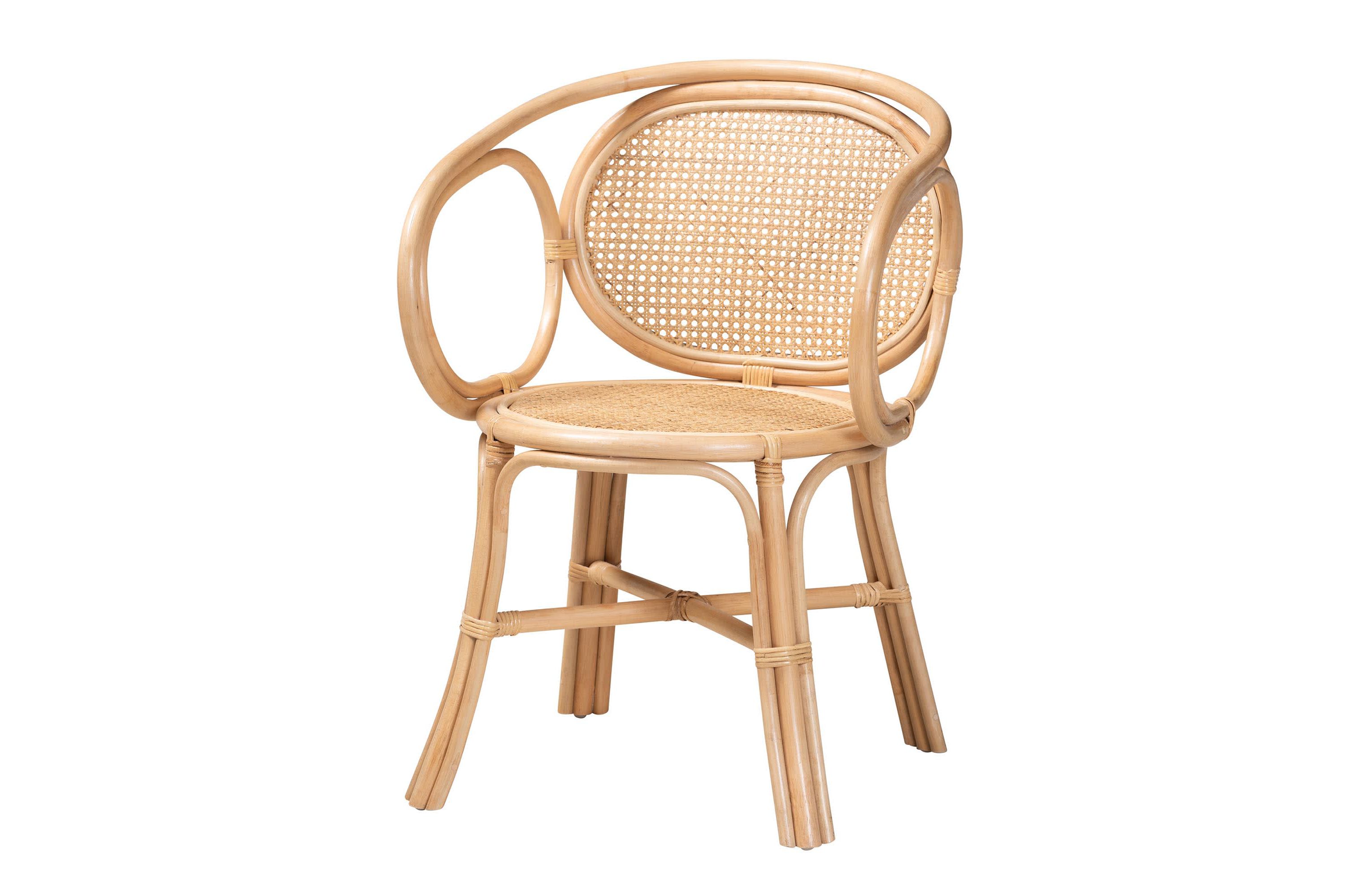 Palesa Modern Bohemian Natural Brown Rattan Dining Chair