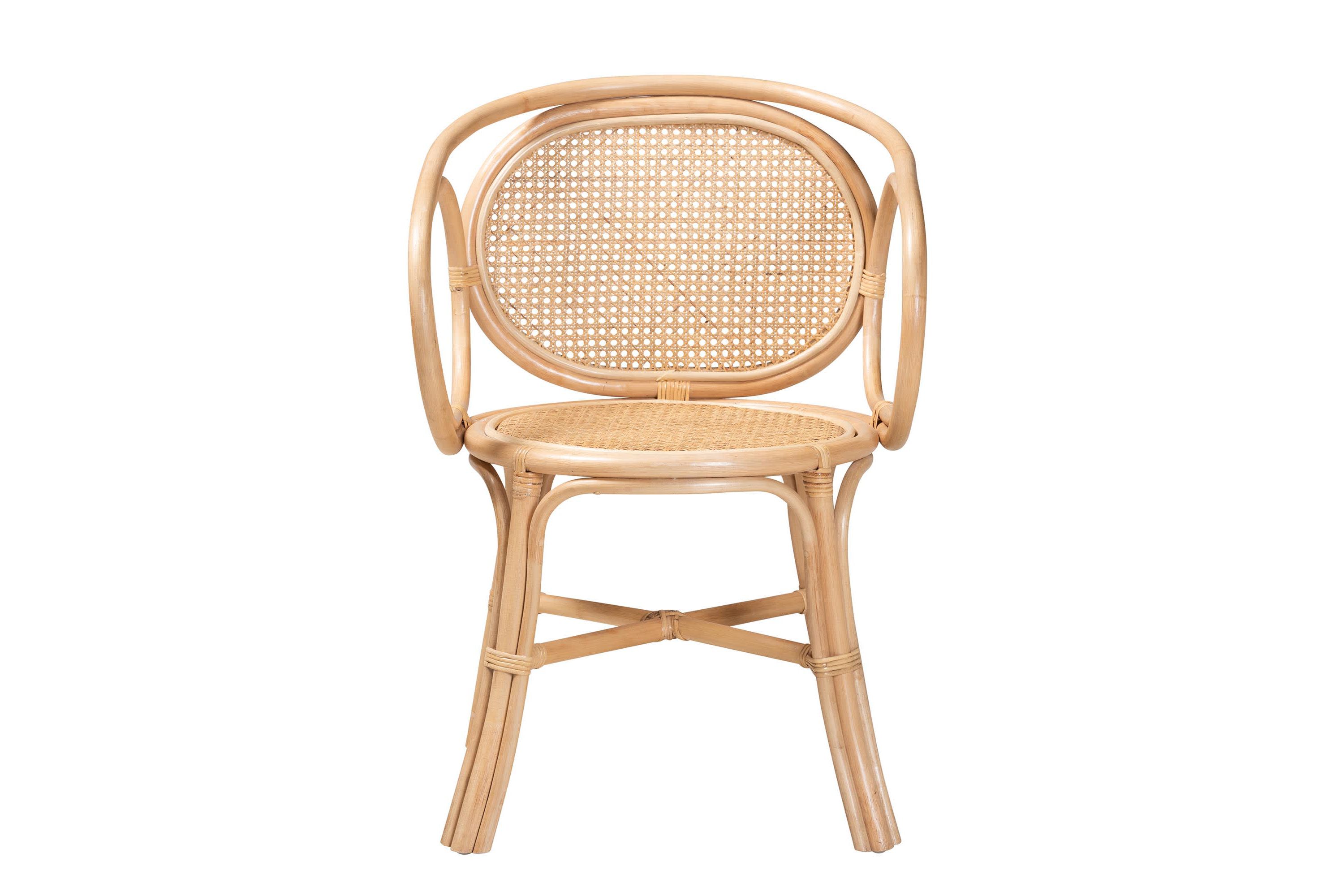 Palesa Modern Bohemian Natural Brown Rattan Dining Chair