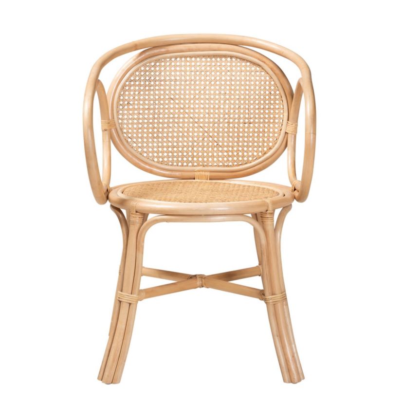 Palesa Modern Bohemian Natural Brown Rattan Dining Chair