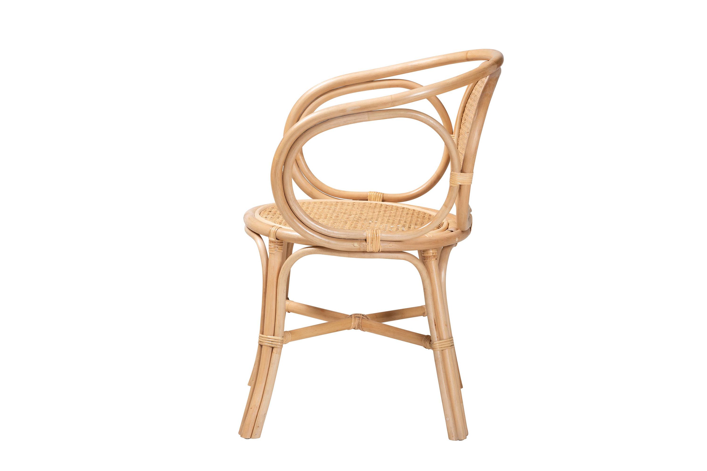 Palesa Modern Bohemian Natural Brown Rattan Dining Chair
