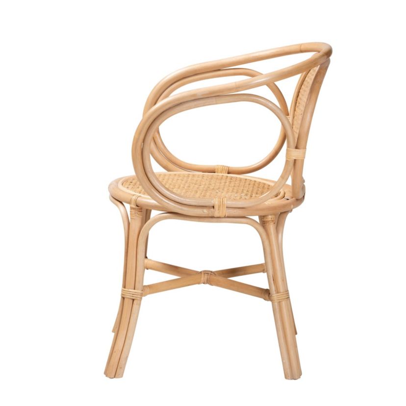 Palesa Modern Bohemian Natural Brown Rattan Dining Chair