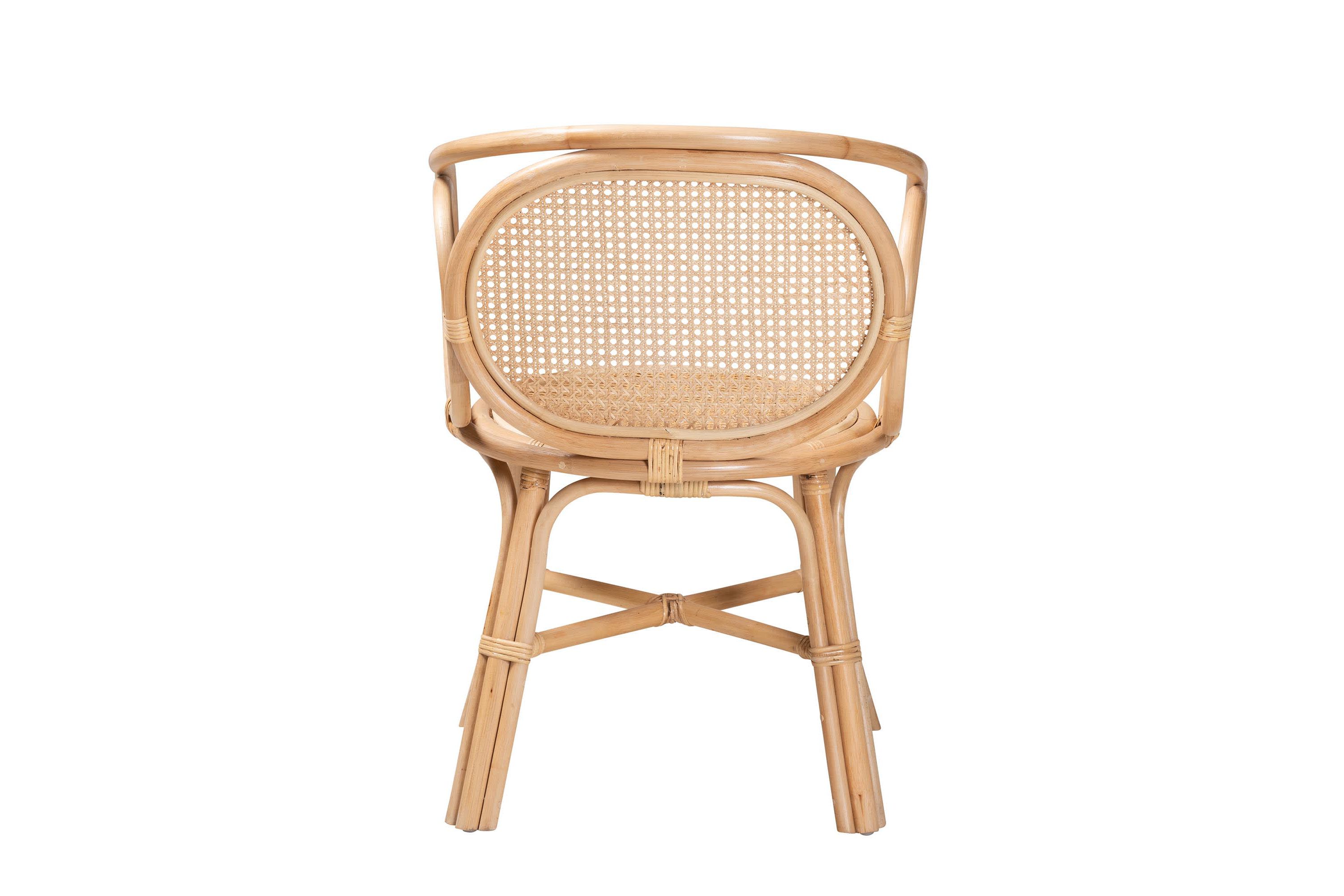 Palesa Modern Bohemian Natural Brown Rattan Dining Chair