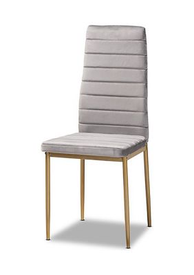 Armand Modern Glam and Luxe Grey Velvet Fabric Upholstered and Gold Finished Metal 4-Piece Dining Chair Set