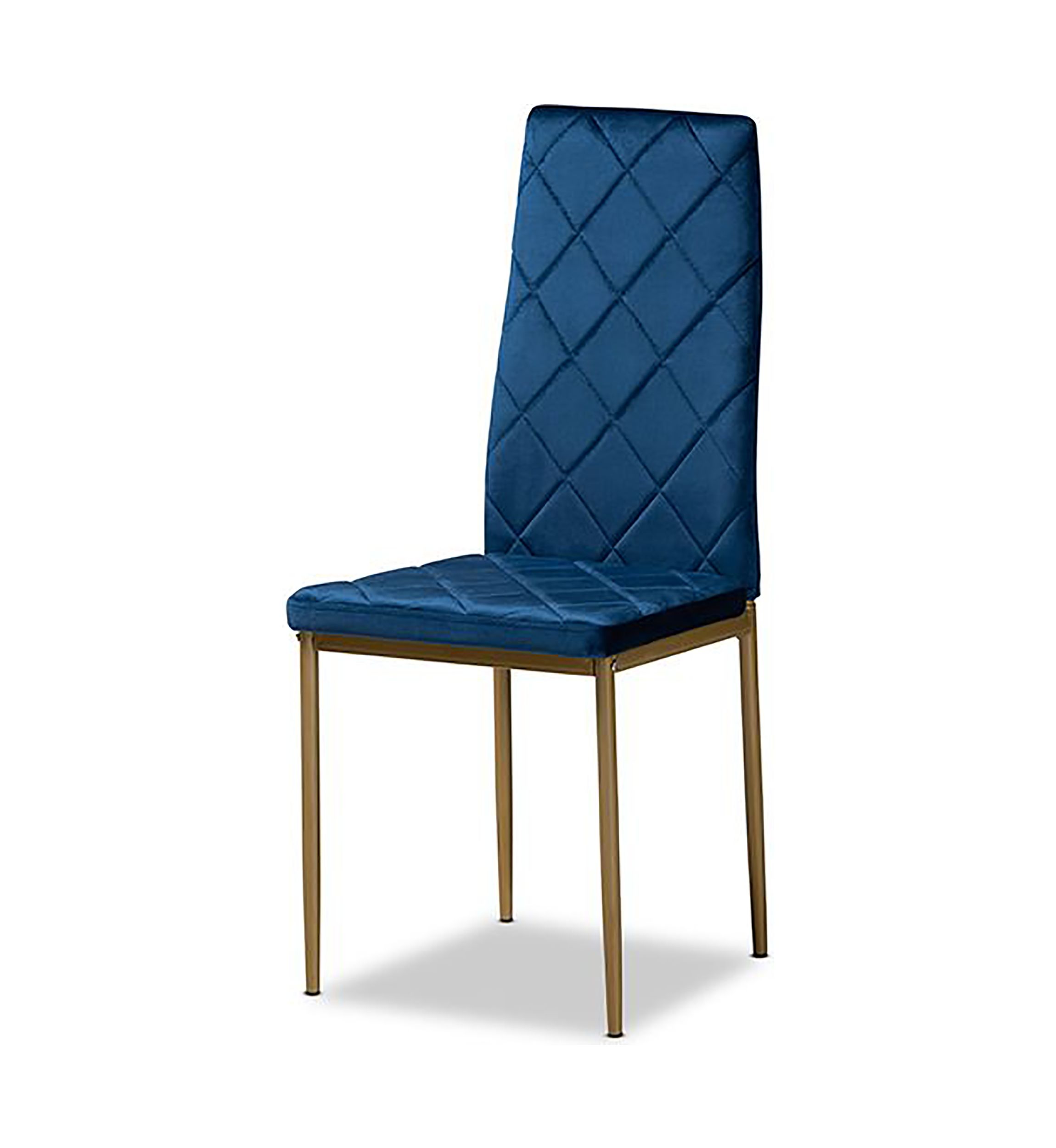 Blaise Modern Luxe and Glam Navy Blue Velvet Fabric Upholstered and Gold Finished Metal 4-Piece Dining Chair Set